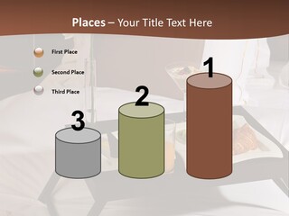 A Bed With A Tray Of Food On Top Of It PowerPoint Template