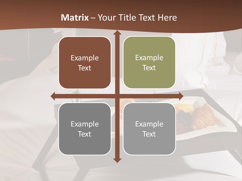 A Bed With A Tray Of Food On Top Of It PowerPoint Template