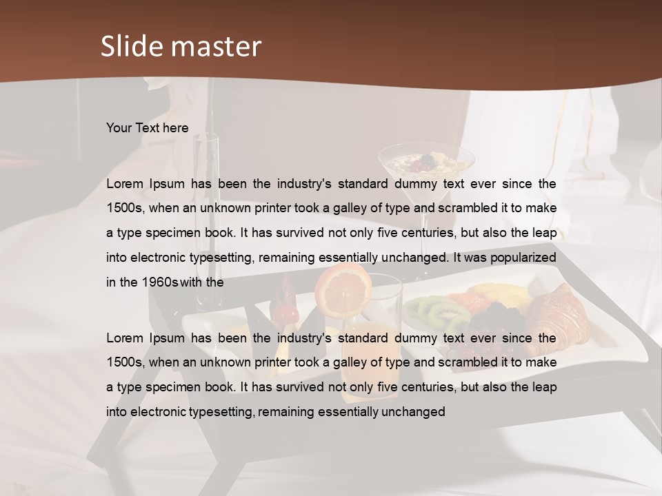 A Bed With A Tray Of Food On Top Of It PowerPoint Template