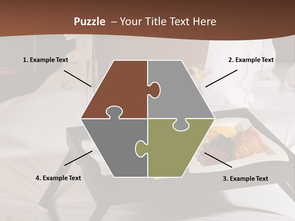A Bed With A Tray Of Food On Top Of It PowerPoint Template