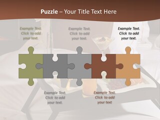 A Bed With A Tray Of Food On Top Of It PowerPoint Template