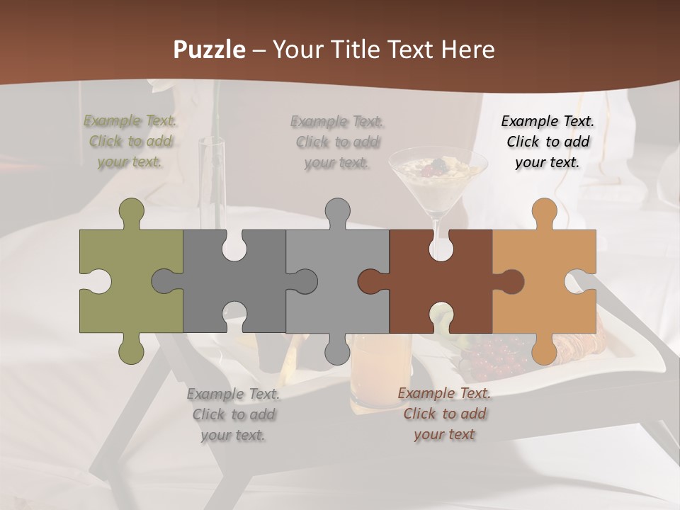 A Bed With A Tray Of Food On Top Of It PowerPoint Template