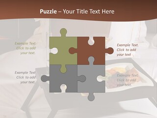 A Bed With A Tray Of Food On Top Of It PowerPoint Template