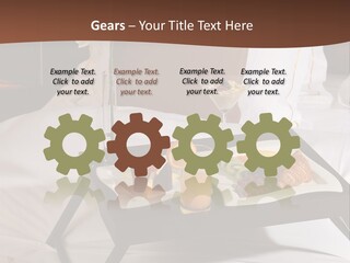 A Bed With A Tray Of Food On Top Of It PowerPoint Template