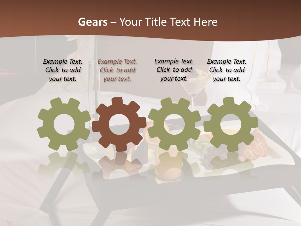 A Bed With A Tray Of Food On Top Of It PowerPoint Template