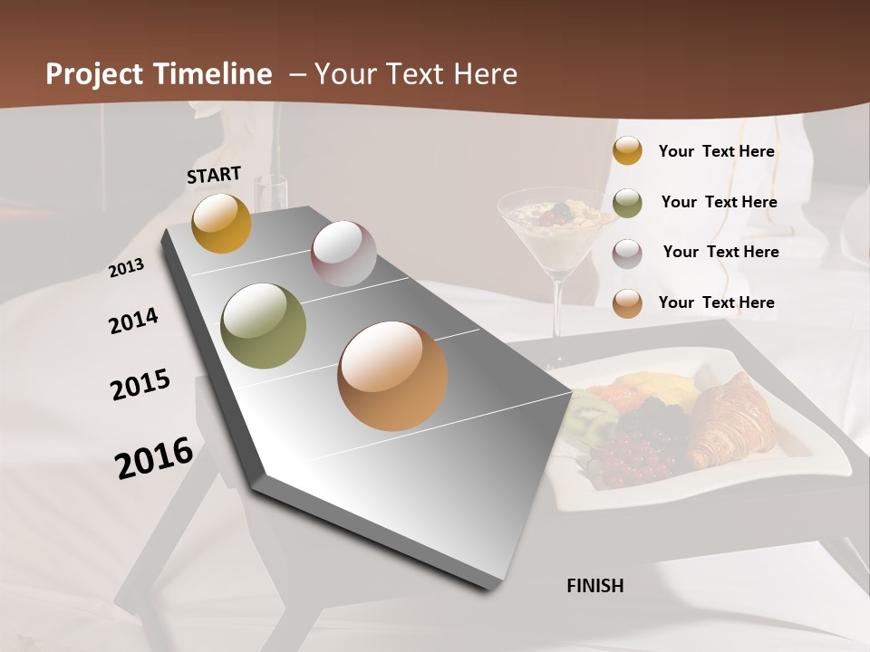 A Bed With A Tray Of Food On Top Of It PowerPoint Template