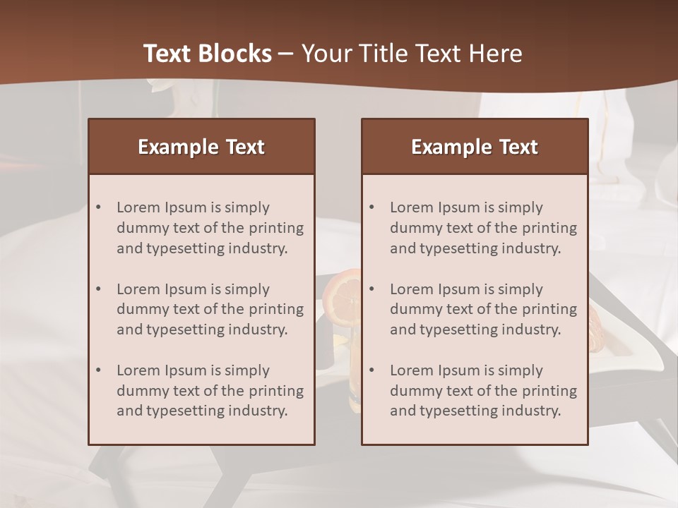 A Bed With A Tray Of Food On Top Of It PowerPoint Template