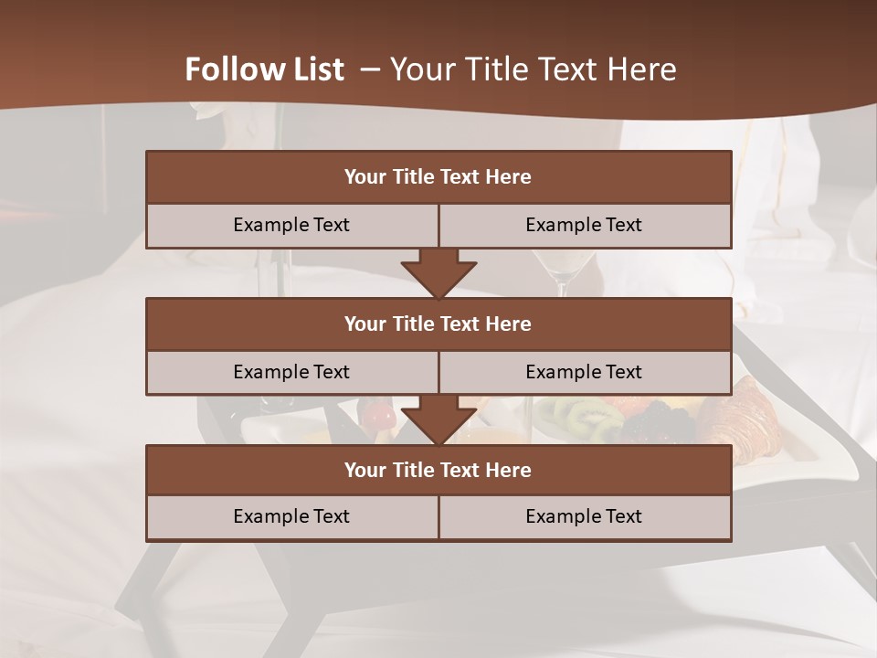 A Bed With A Tray Of Food On Top Of It PowerPoint Template
