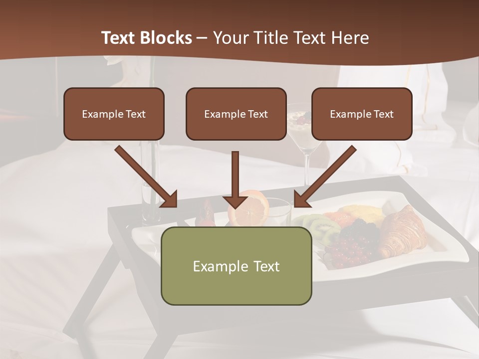 A Bed With A Tray Of Food On Top Of It PowerPoint Template