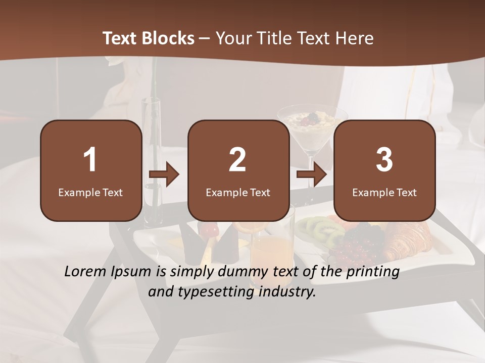 A Bed With A Tray Of Food On Top Of It PowerPoint Template