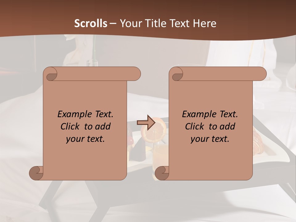 A Bed With A Tray Of Food On Top Of It PowerPoint Template