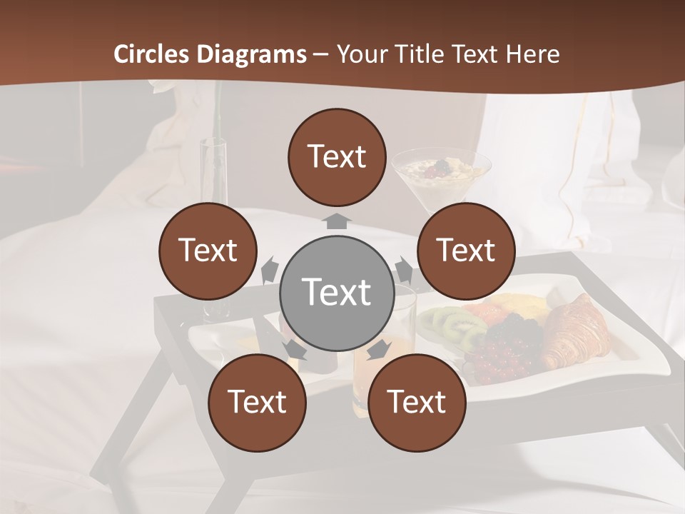 A Bed With A Tray Of Food On Top Of It PowerPoint Template