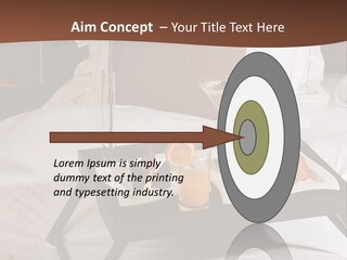 A Bed With A Tray Of Food On Top Of It PowerPoint Template