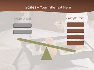 A Bed With A Tray Of Food On Top Of It PowerPoint Template