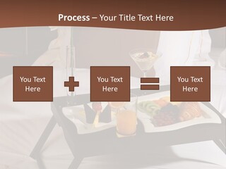 A Bed With A Tray Of Food On Top Of It PowerPoint Template
