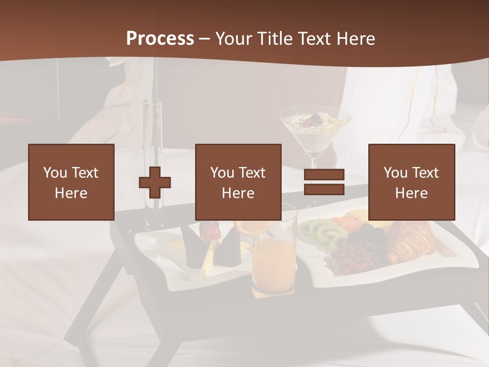 A Bed With A Tray Of Food On Top Of It PowerPoint Template