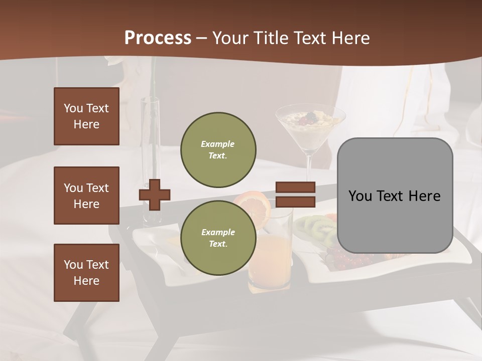 A Bed With A Tray Of Food On Top Of It PowerPoint Template