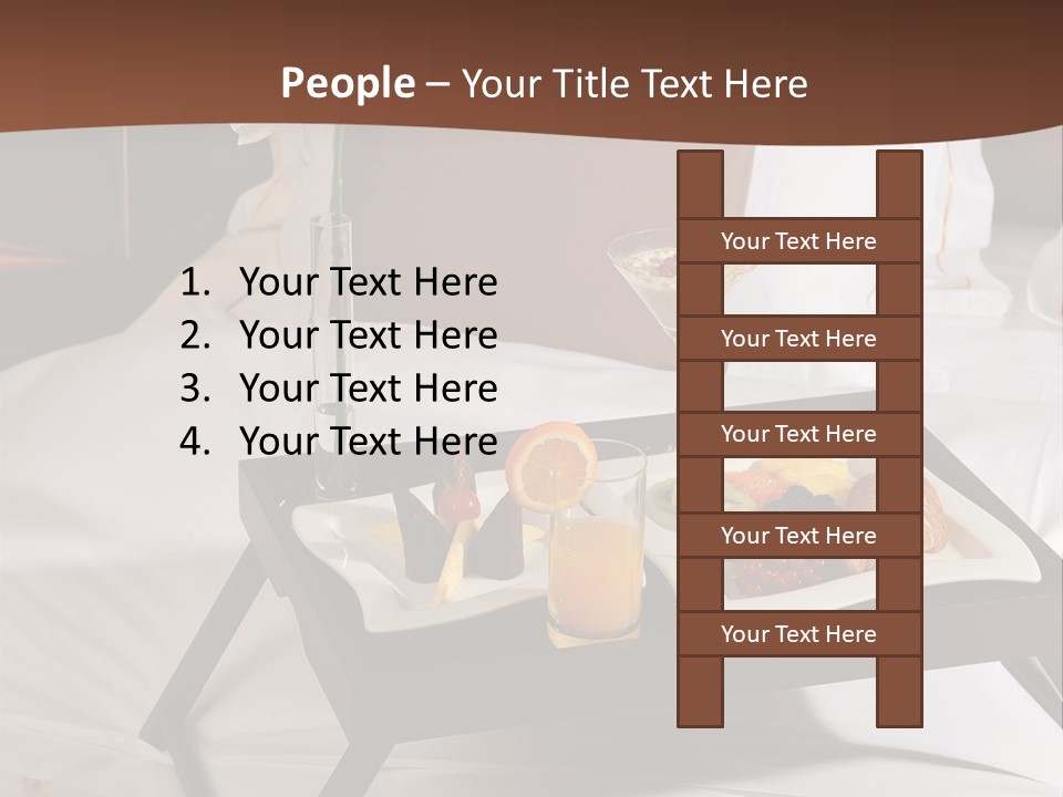A Bed With A Tray Of Food On Top Of It PowerPoint Template