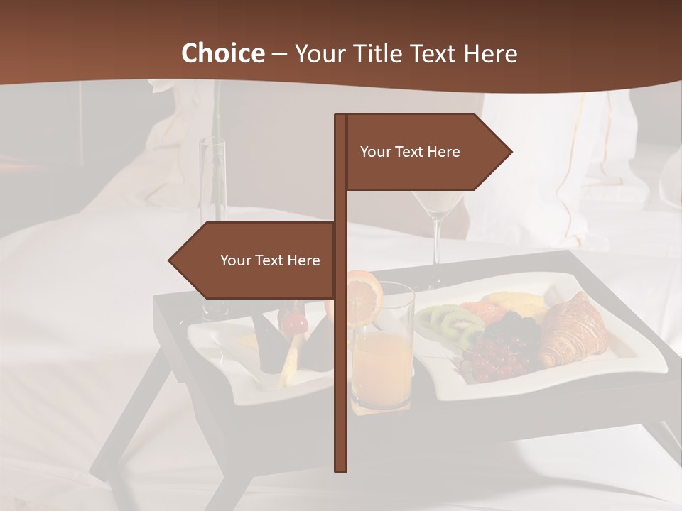 A Bed With A Tray Of Food On Top Of It PowerPoint Template