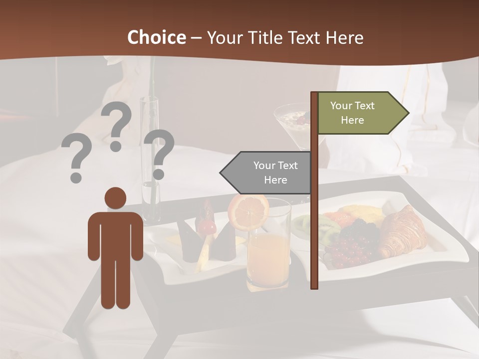 A Bed With A Tray Of Food On Top Of It PowerPoint Template