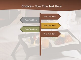 A Bed With A Tray Of Food On Top Of It PowerPoint Template