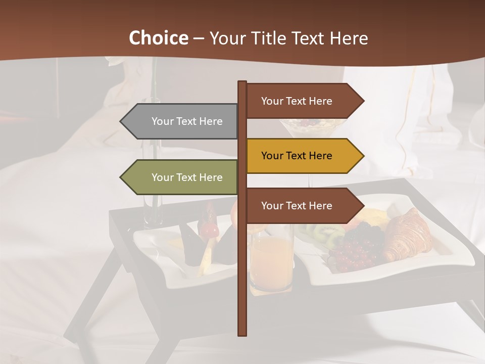 A Bed With A Tray Of Food On Top Of It PowerPoint Template