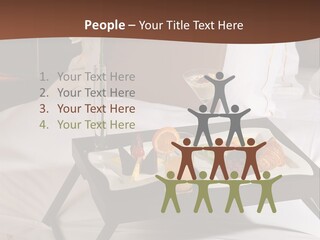 A Bed With A Tray Of Food On Top Of It PowerPoint Template