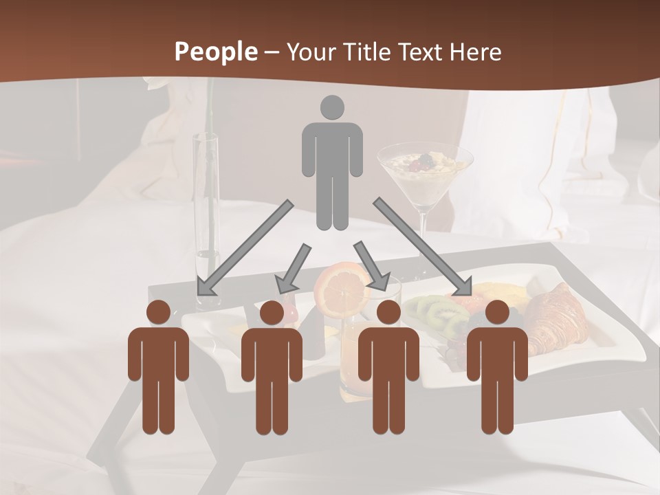 A Bed With A Tray Of Food On Top Of It PowerPoint Template