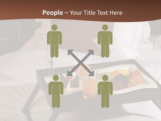 A Bed With A Tray Of Food On Top Of It PowerPoint Template