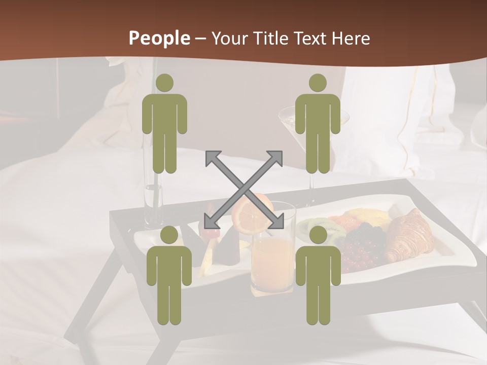 A Bed With A Tray Of Food On Top Of It PowerPoint Template