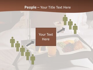 A Bed With A Tray Of Food On Top Of It PowerPoint Template