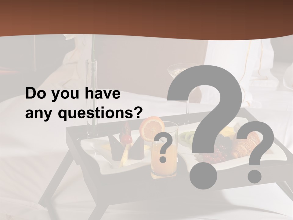 A Bed With A Tray Of Food On Top Of It PowerPoint Template