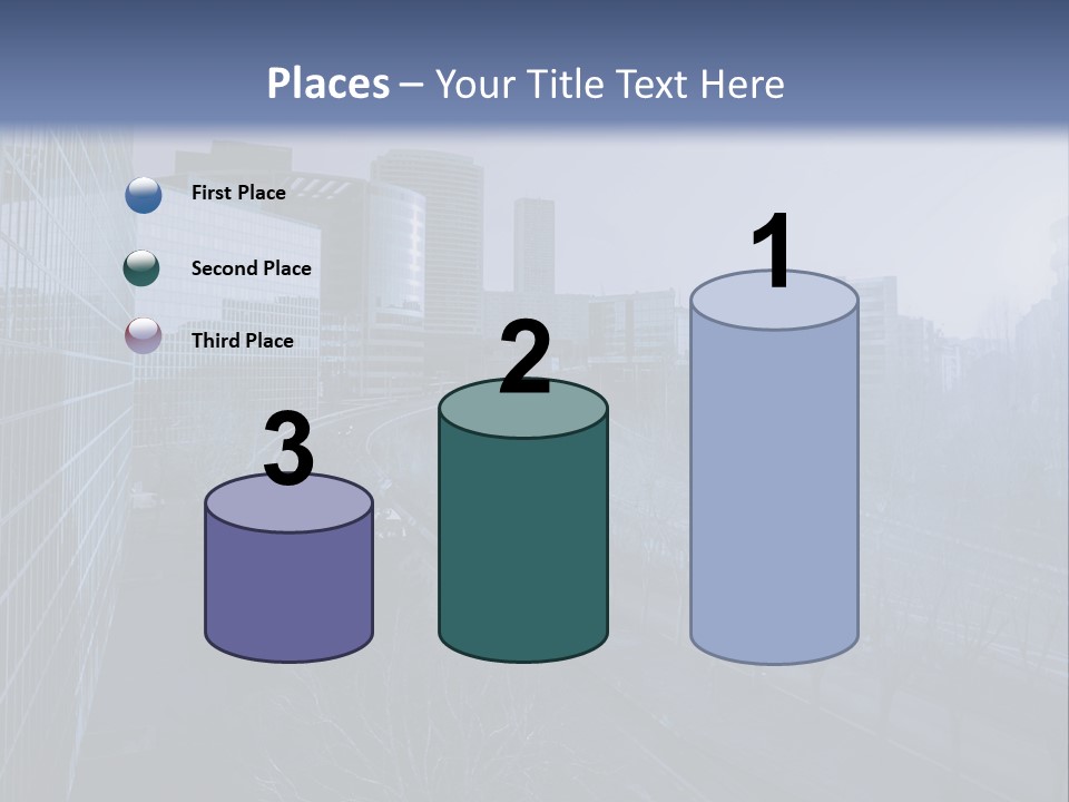 A Powerpoint Presentation With A Cityscape In The Background PowerPoint Template