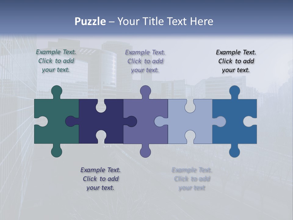 A Powerpoint Presentation With A Cityscape In The Background PowerPoint Template