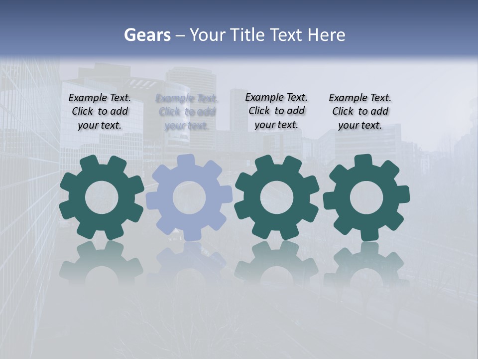 A Powerpoint Presentation With A Cityscape In The Background PowerPoint Template
