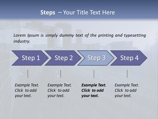 A Powerpoint Presentation With A Cityscape In The Background PowerPoint Template