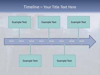 A Powerpoint Presentation With A Cityscape In The Background PowerPoint Template