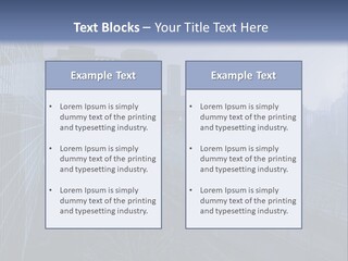 A Powerpoint Presentation With A Cityscape In The Background PowerPoint Template
