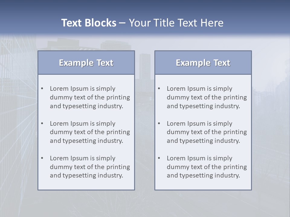 A Powerpoint Presentation With A Cityscape In The Background PowerPoint Template