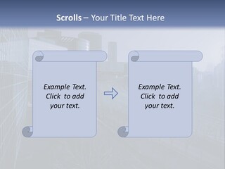 A Powerpoint Presentation With A Cityscape In The Background PowerPoint Template