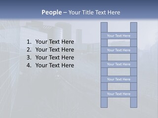 A Powerpoint Presentation With A Cityscape In The Background PowerPoint Template