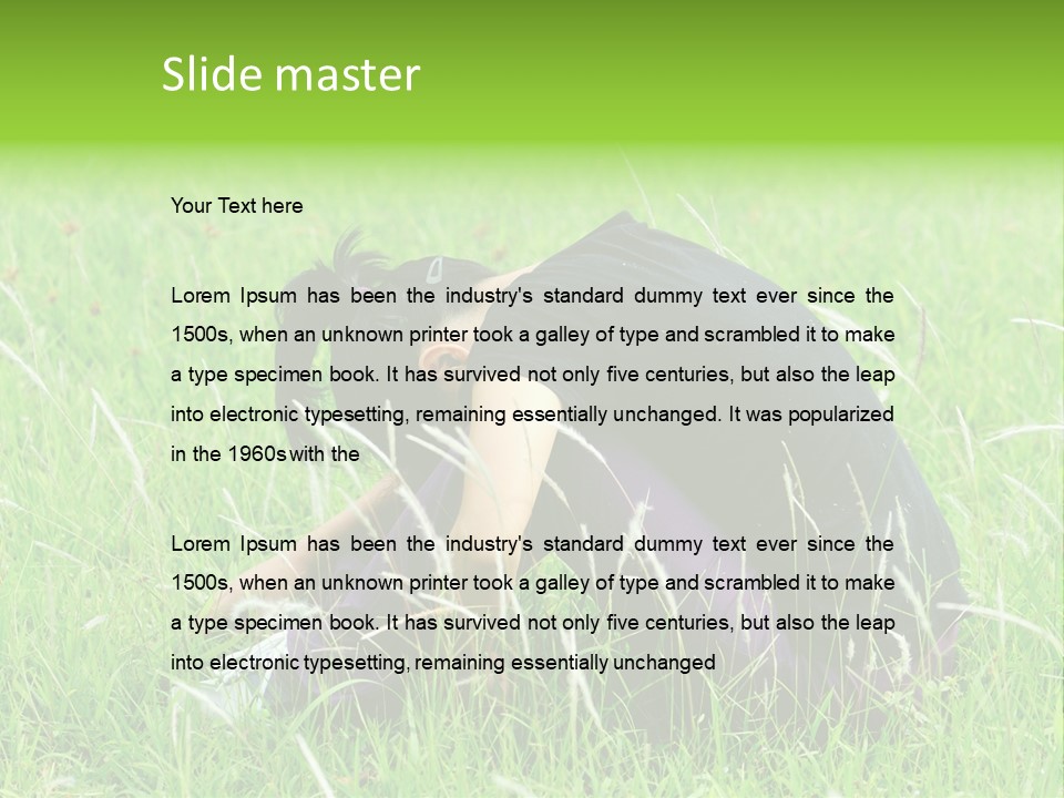 A Woman Sitting In The Grass With Her Head In Her Hands PowerPoint Template