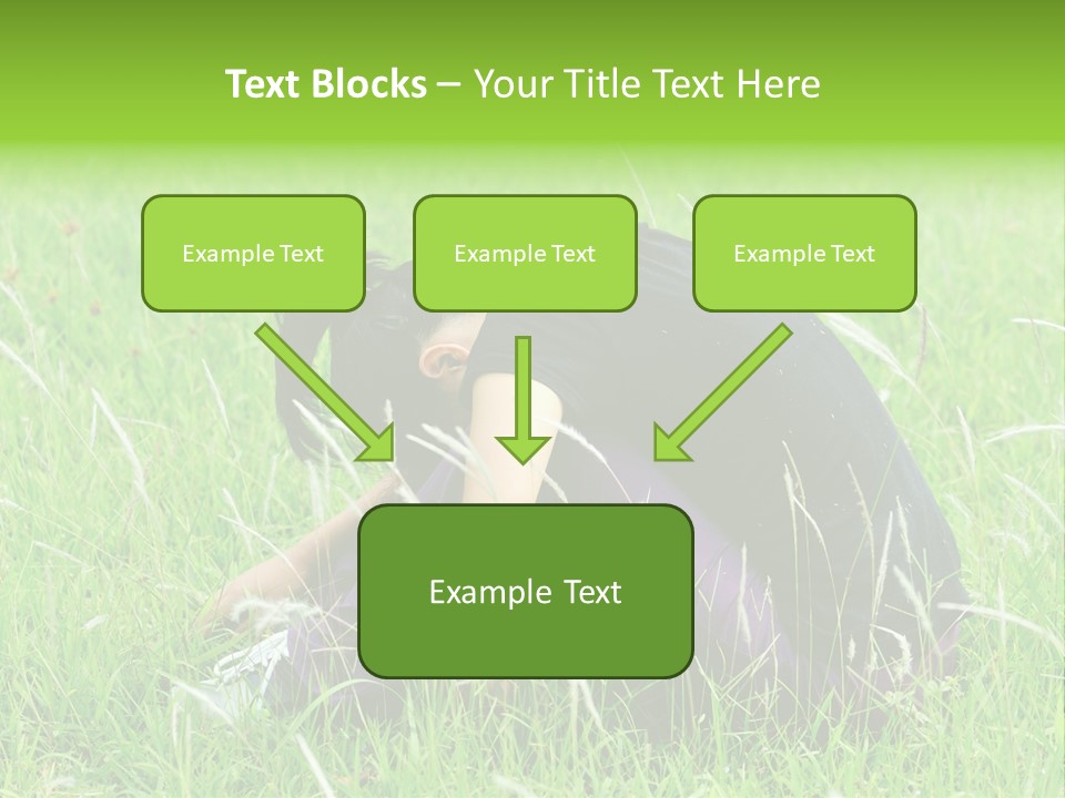 A Woman Sitting In The Grass With Her Head In Her Hands PowerPoint Template