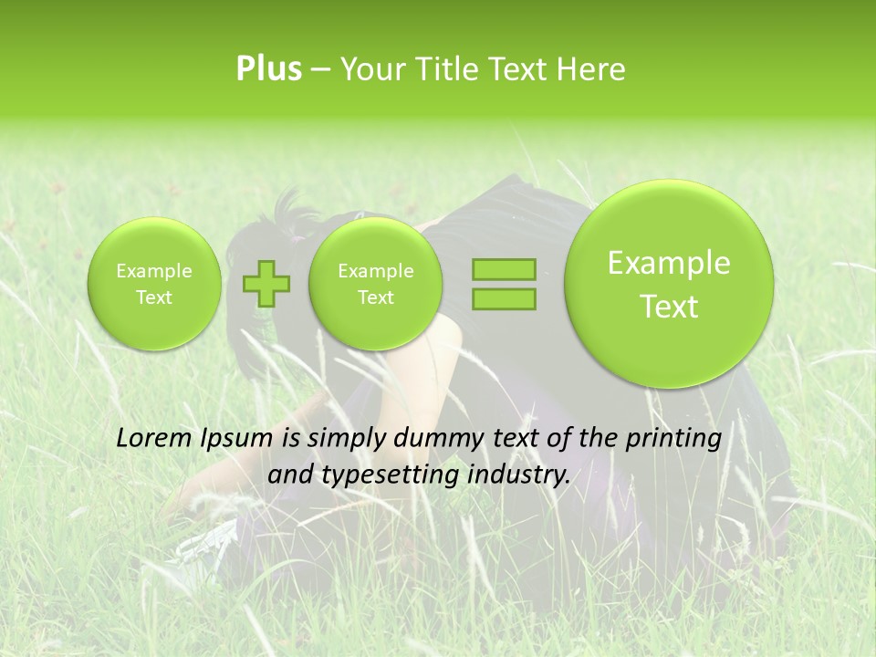 A Woman Sitting In The Grass With Her Head In Her Hands PowerPoint Template