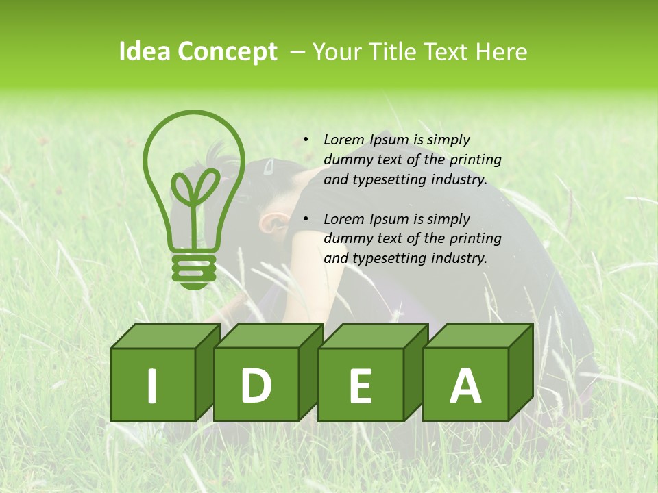 A Woman Sitting In The Grass With Her Head In Her Hands PowerPoint Template