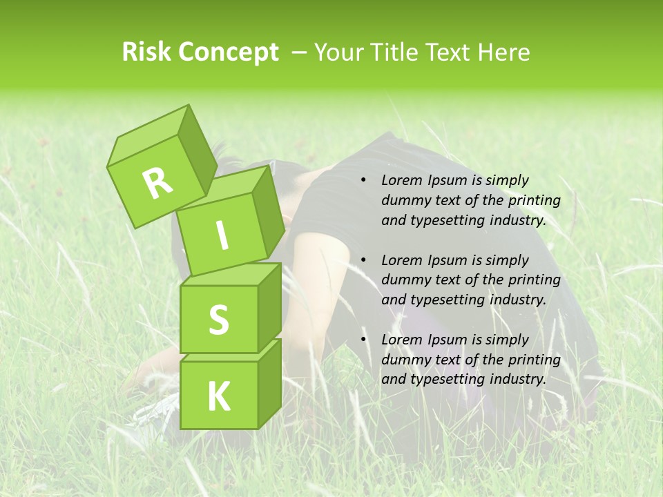 A Woman Sitting In The Grass With Her Head In Her Hands PowerPoint Template