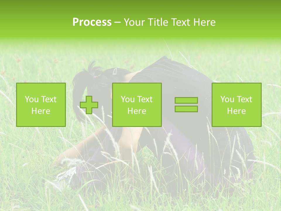 A Woman Sitting In The Grass With Her Head In Her Hands PowerPoint Template
