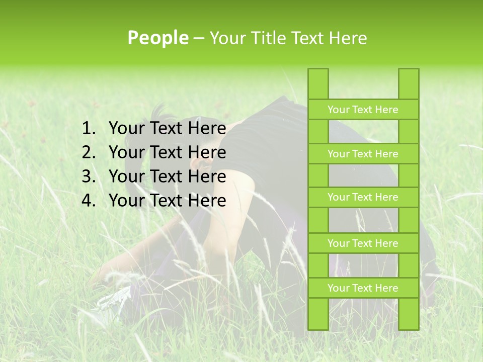 A Woman Sitting In The Grass With Her Head In Her Hands PowerPoint Template