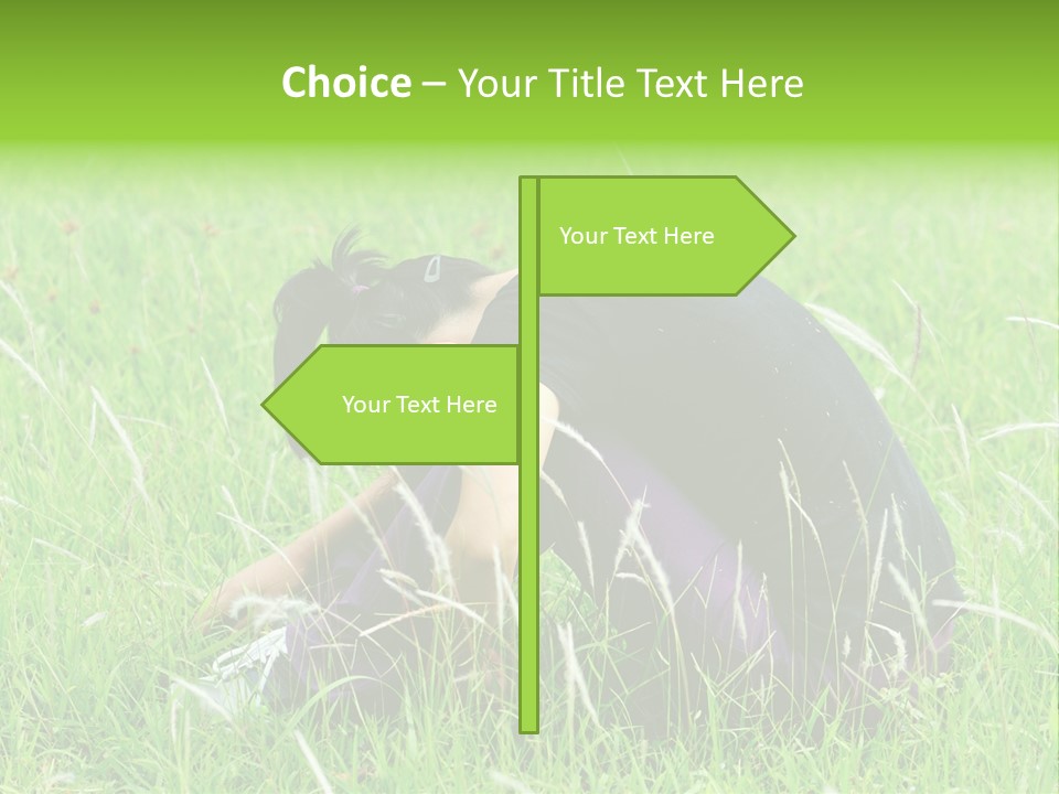 A Woman Sitting In The Grass With Her Head In Her Hands PowerPoint Template
