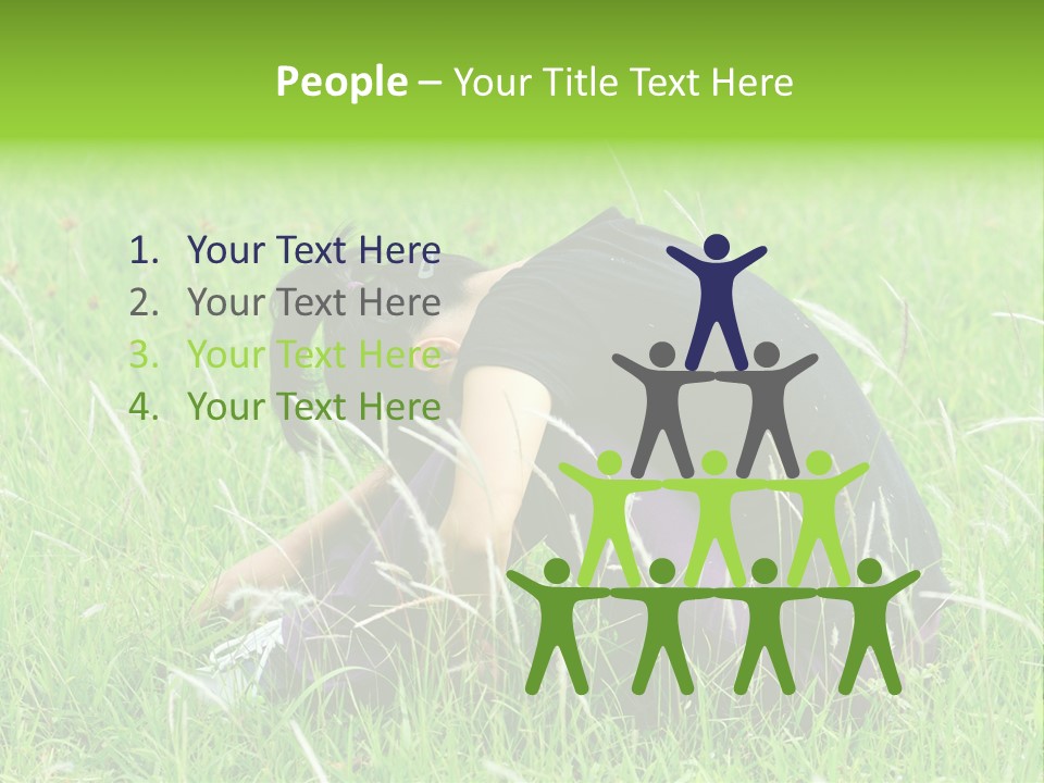 A Woman Sitting In The Grass With Her Head In Her Hands PowerPoint Template